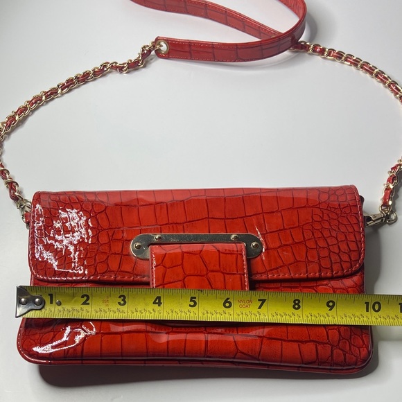 Avon Glossy Red Croc-Embossed Crossbody Bag - Picture 7 of 8